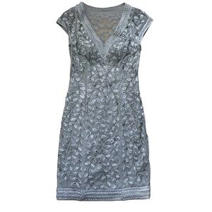 Sue Wong Nocturne Beaded Cocktail Dress New Tags Size 4 Silver Gray Vintage